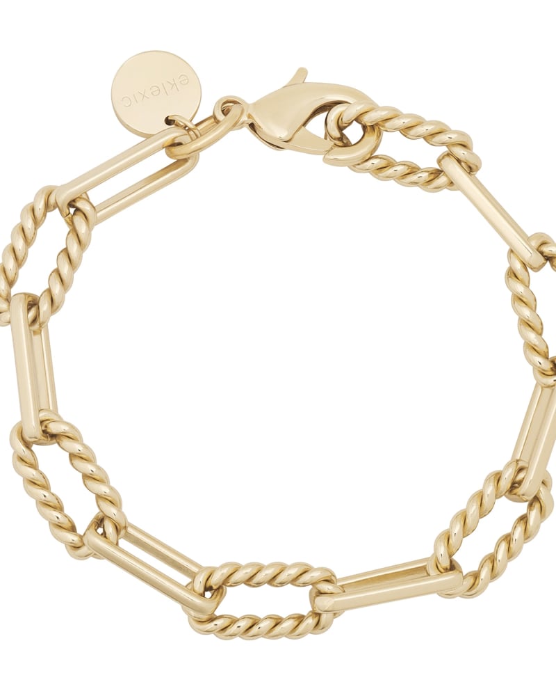 Front of a size 10.5" Enzo Anklet 10.5" Gold in Gold by Eklexic. | dia_product_style_image_id:275053